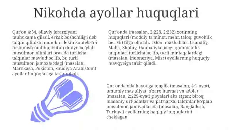 Qur'on - Oilaviy munosabatlar va ayollar huquqlari 3