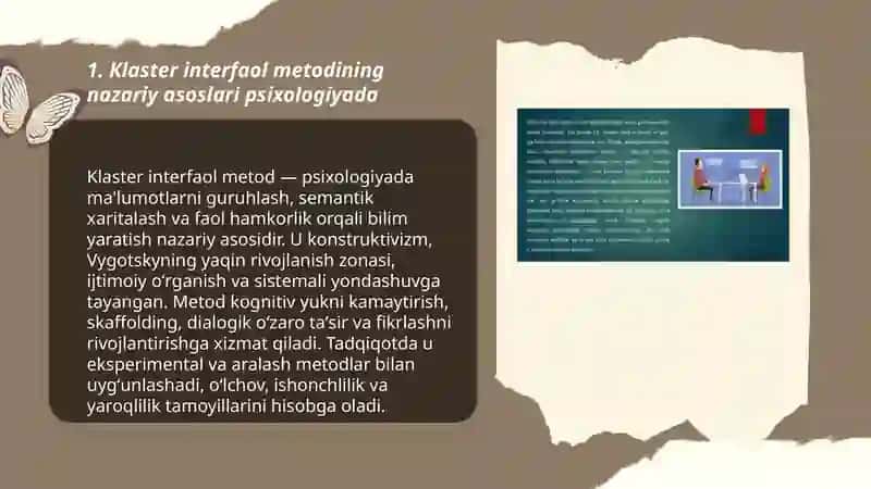 Psixologiya fanining ilmiy tadqiqot metodlarini klaster interfaol metodi asosida yoritib bering 3