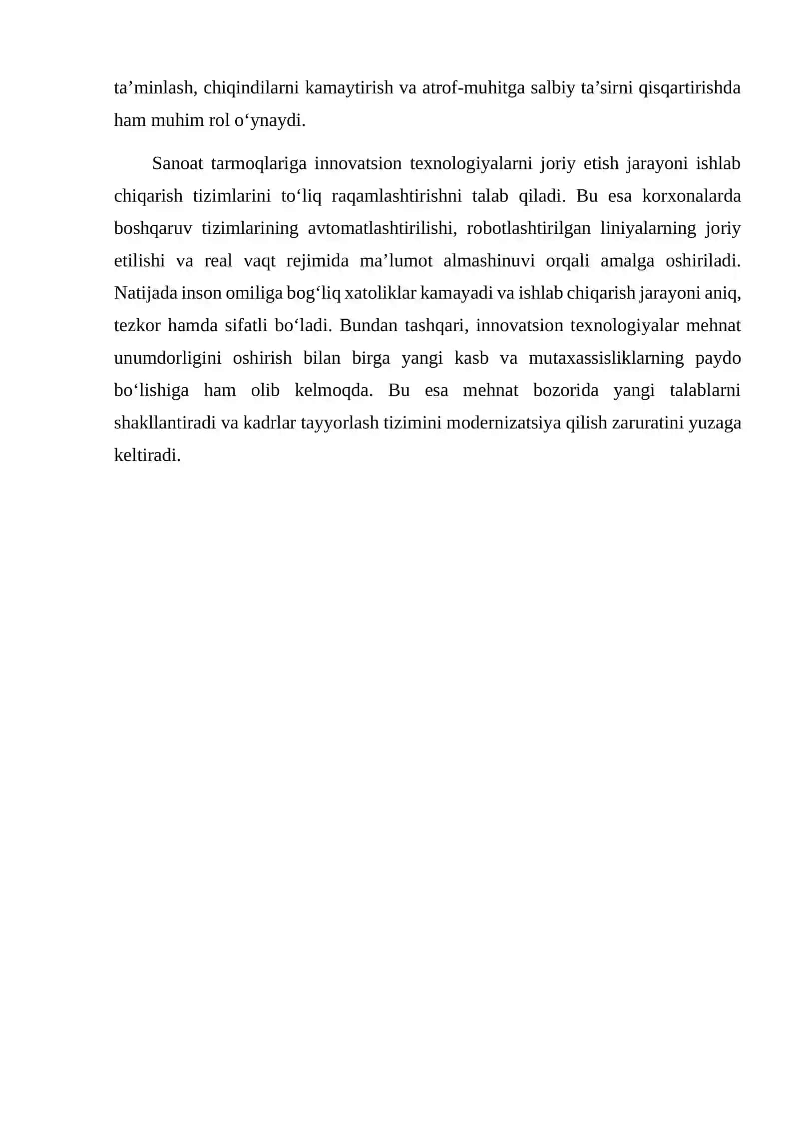 Innovatsion Texnologiyalarni Sanoat Tarmoqlariga Joriy Etish 3