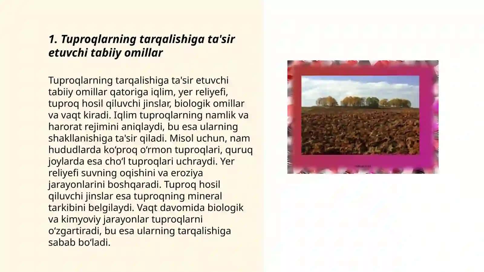 Tuproqlarning tarqalish qonuniyatlari 3