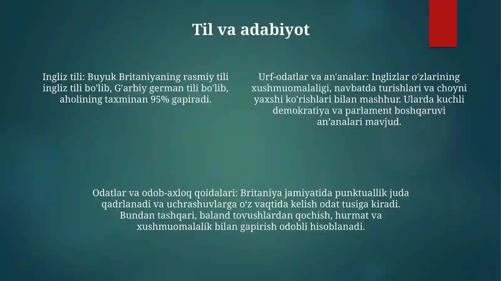Urf-odatlar va odob-axloq Britaniyada 3