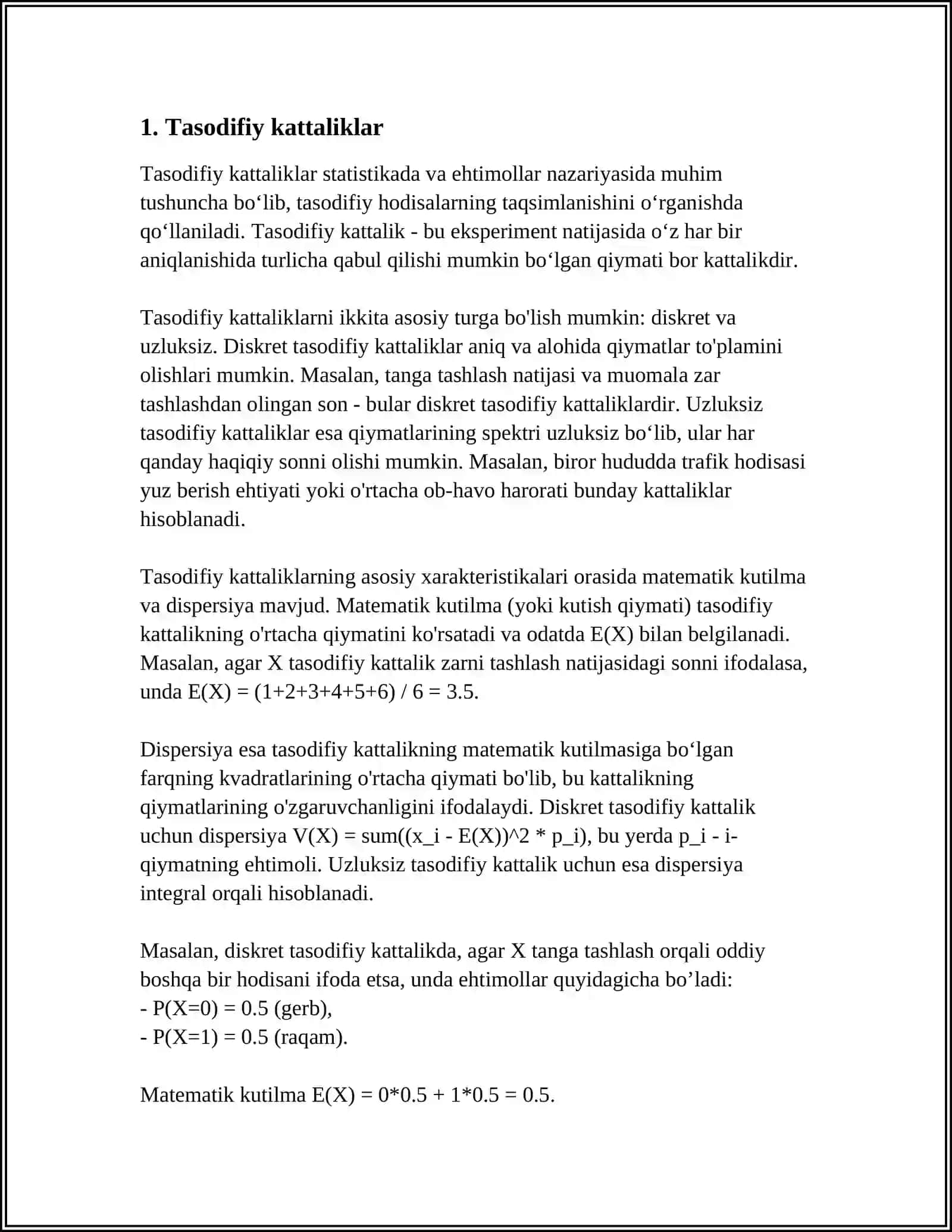 TIBBIY-BIOLOGIK MASALA MISOLIDA MATEMATIK STATISTIKA ELEMENTLARI 3