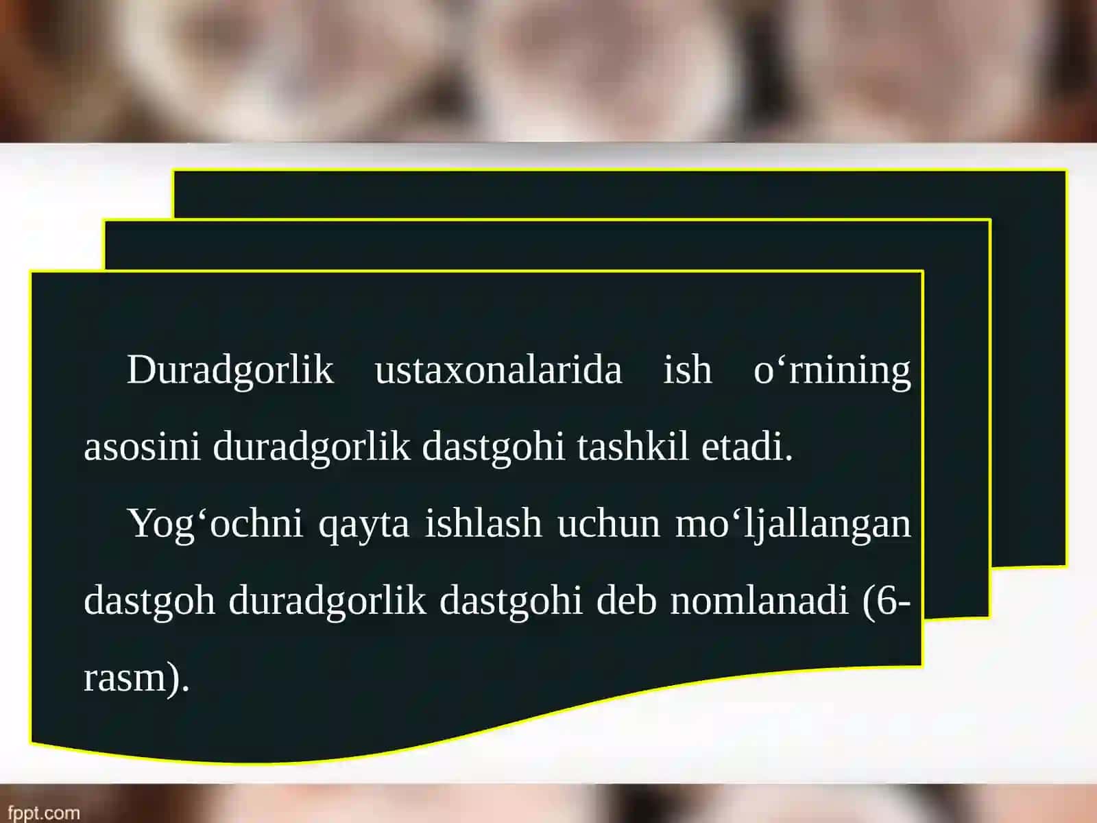 Yog‘ochga ishlov berishda ish o‘rnini tashkil etish va xavfsizlik texnikasi qoidalari 3