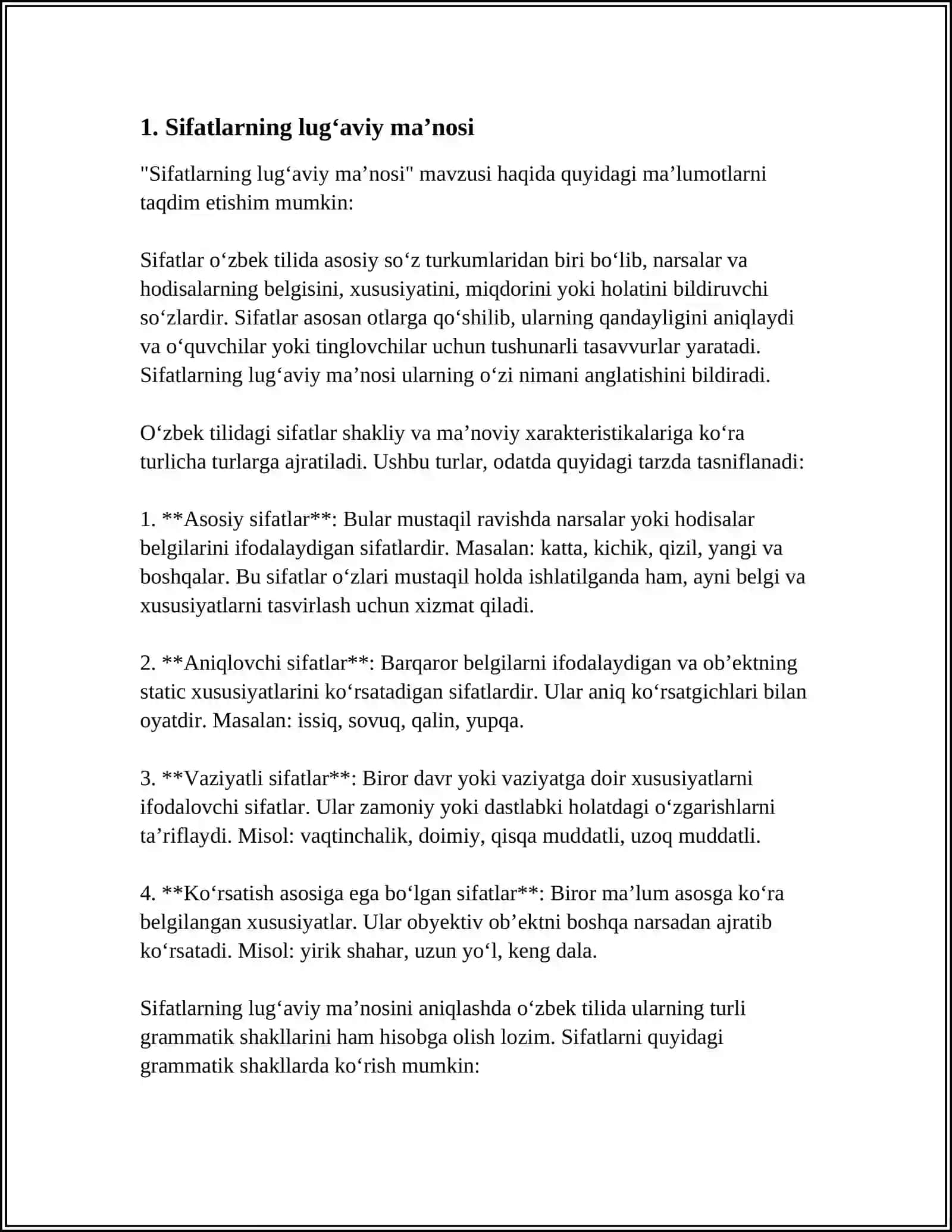 SIFATLARNING GRAMMATIK KATEGORIYALARI 3