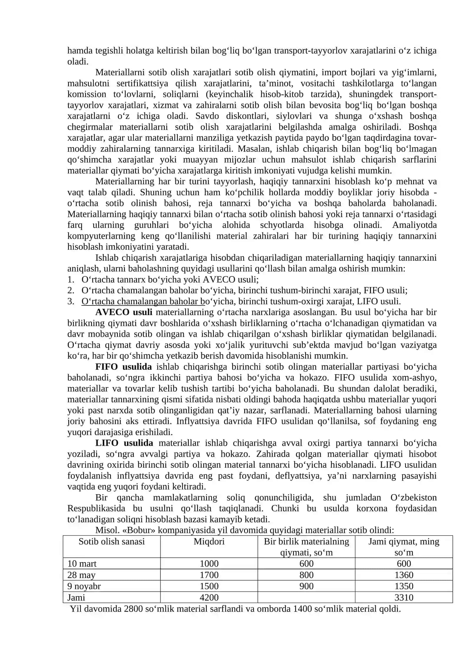 Materiallar hisobi. O’stirilayotgan va boquvdagi chorva mollari hisobi 3