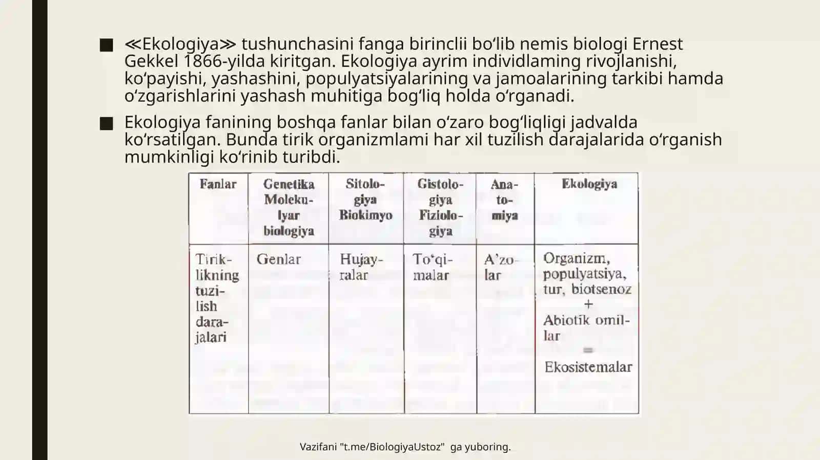 Ekologiya fanining vazifalari va o'rganish usullari 3