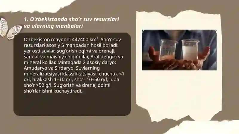 Oʻzbekistonda shoʻr suv resurslari va ularning manbalari 3