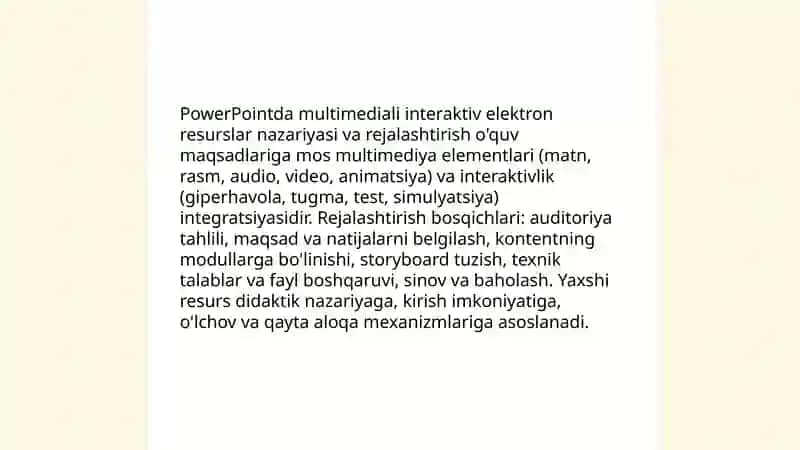PowerPoint dasturida multimediali interaktiv electron resurslar yaratish 3