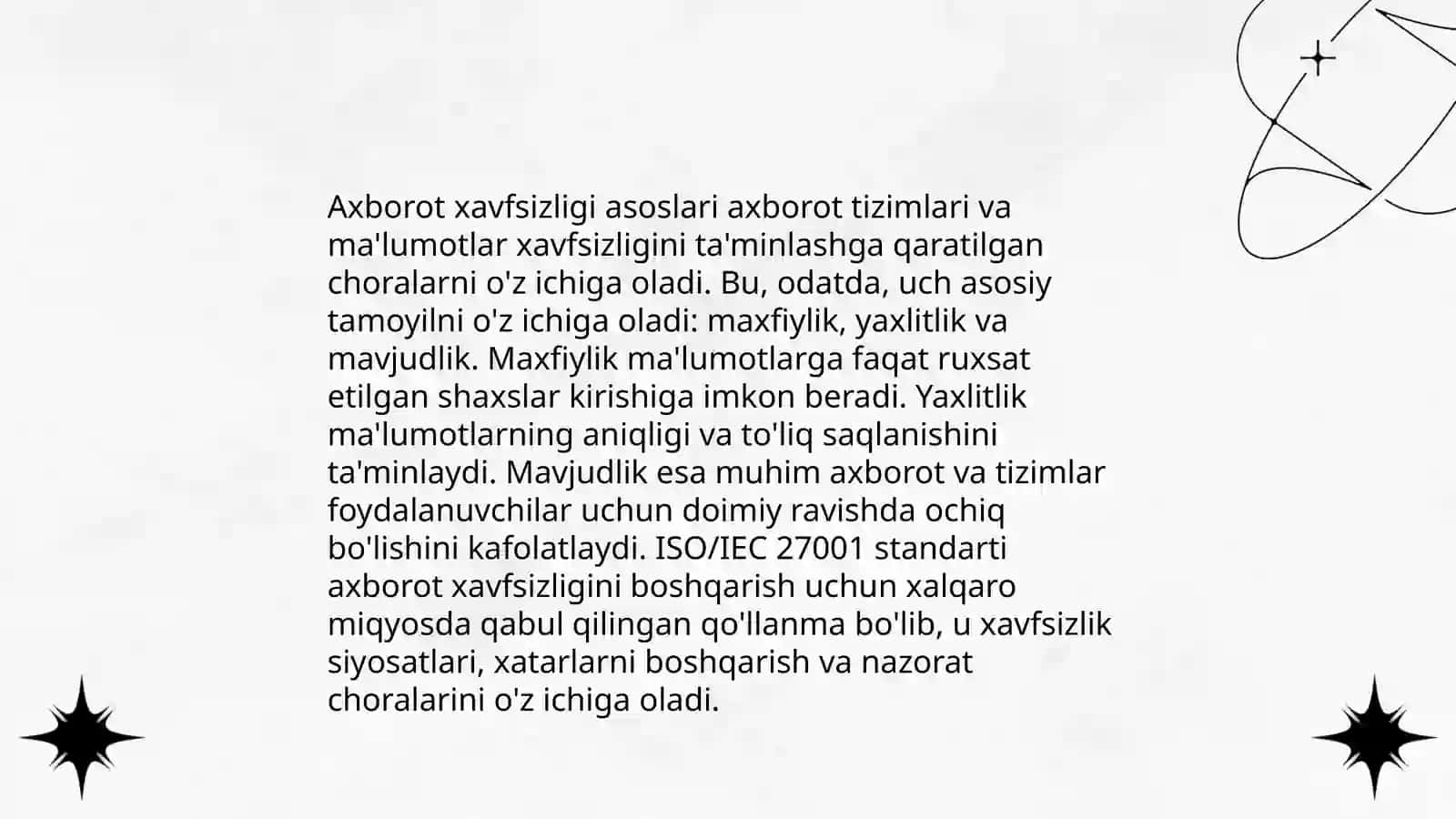 Axborot xavfsizligi va axborotlami himoyalash usullari 3