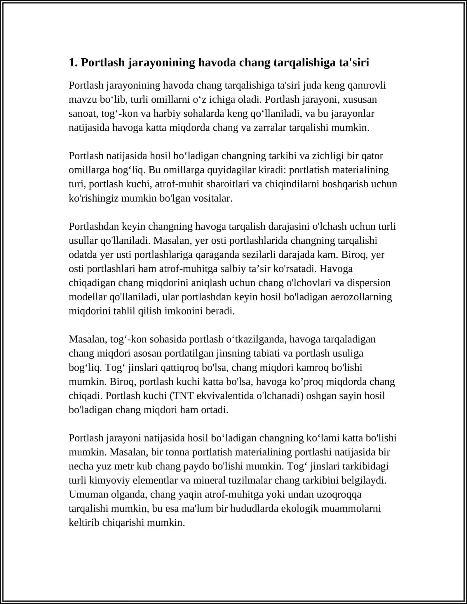 SANOAT KORXONALARIDA, KARYERLARDA PORTLASHNING ATROF MUHITGA TASIRI 3