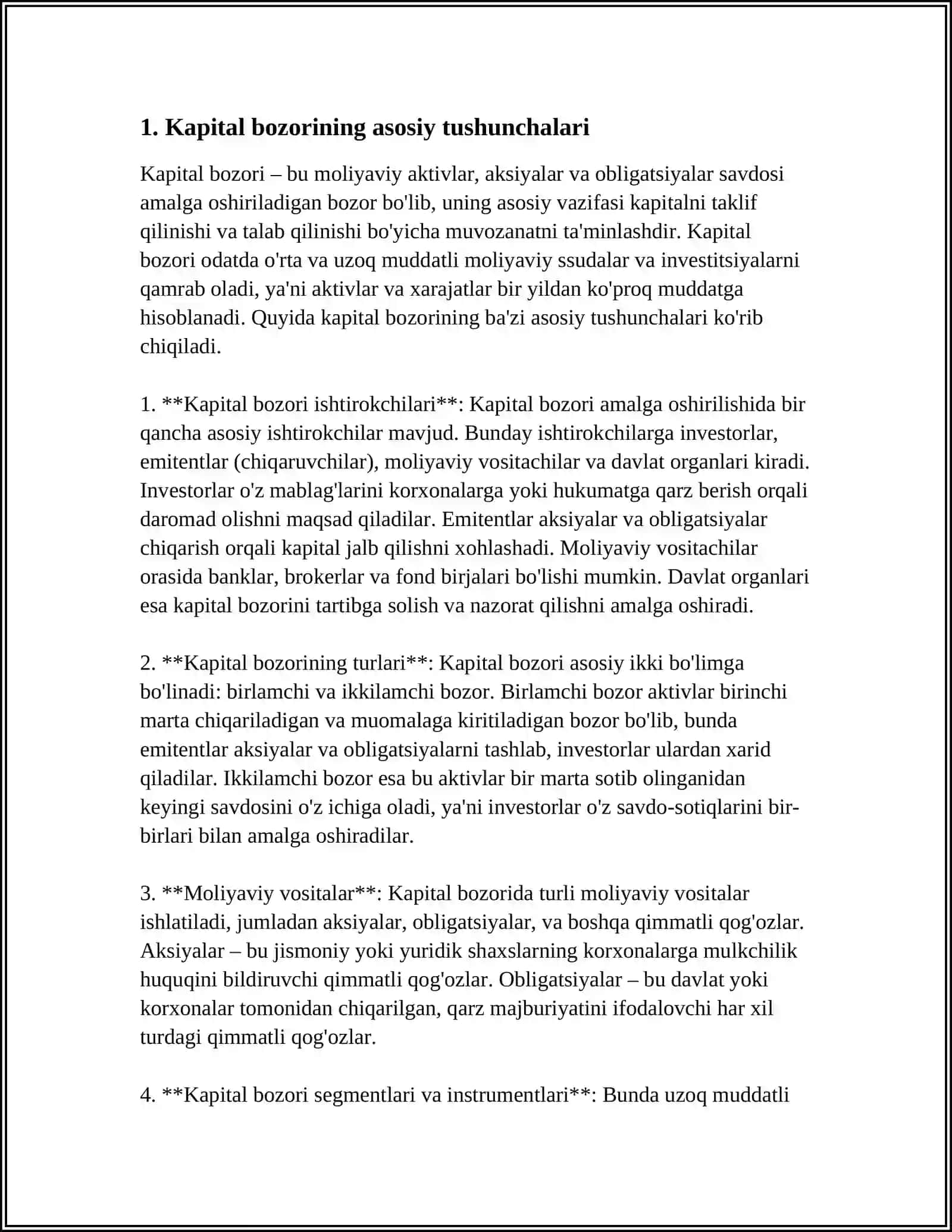 KAPITAL QO'YILMALAR VA KAPITAL BOZORI 3
