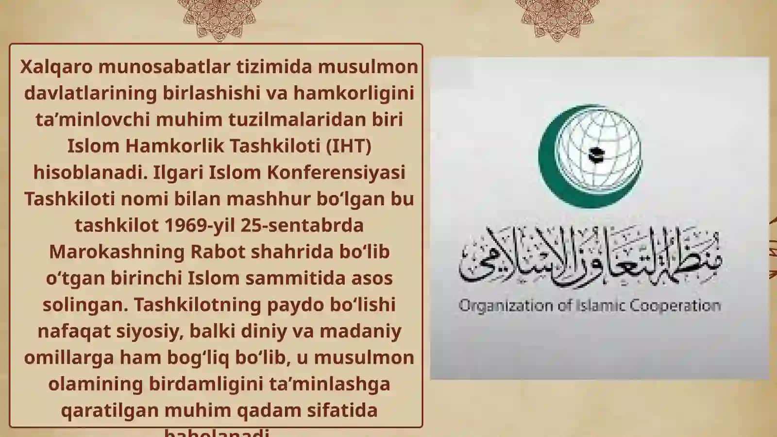 Islom hamkorlik tashkiloti, Islom konferensiyasi tashkiloti, fan, ta'lim va madaniyat bo'yicha islom tashkiloti 3