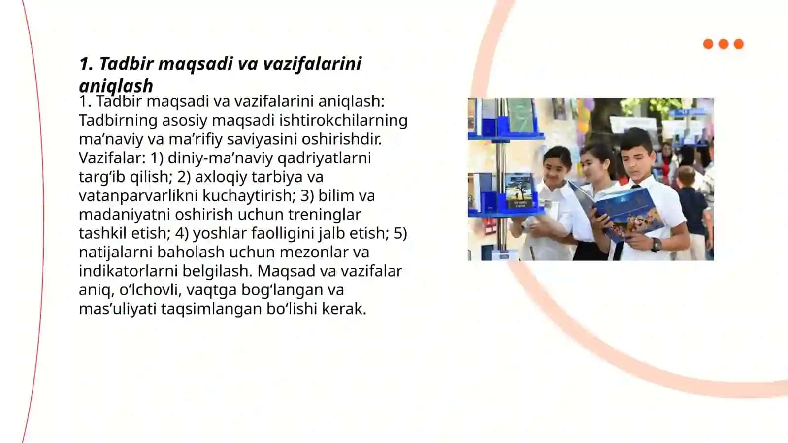 Maʼnaviy -ma'rifiy tadbirlarni tashkil etish 3