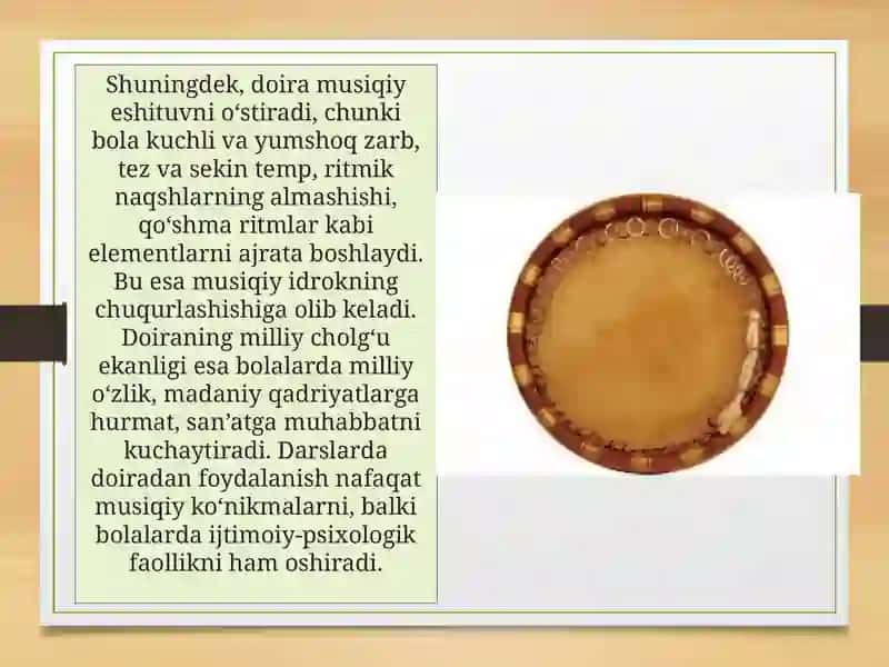 MUSIQA DARSLARINI TASHKIL ETISHDA DOIRANING O'RNI 3