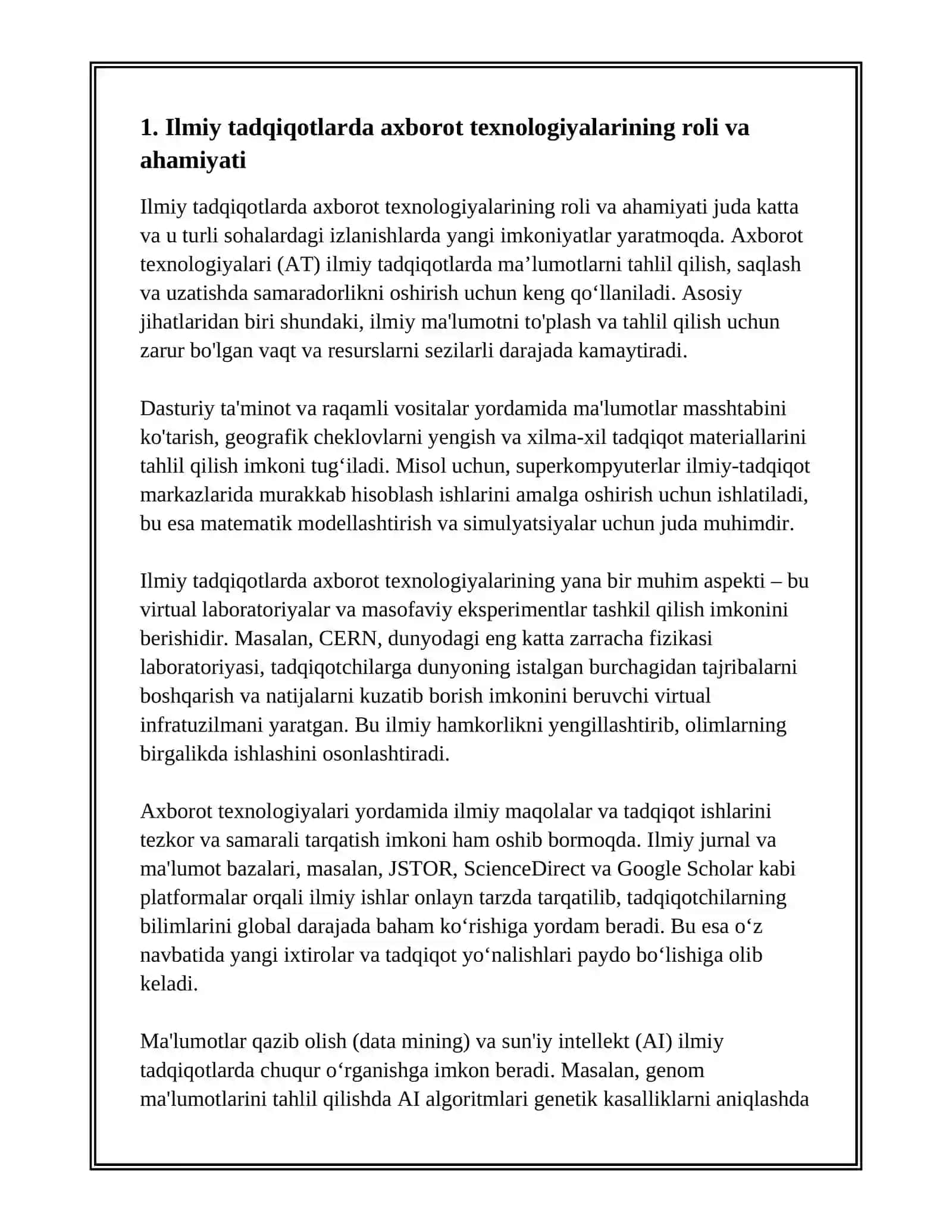 ILMIY TADQIQOTDA AXBOROT TEXNOLOGIYALARINING O'RNI 3