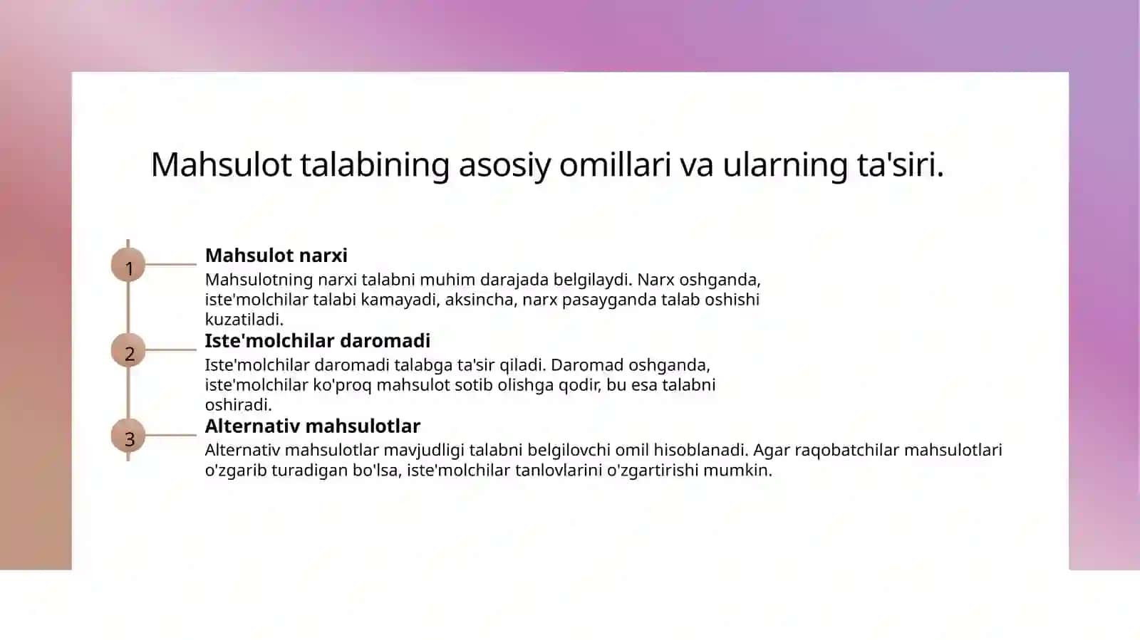 BIROR MAHSULOT BOʻYICHA INDIVIDUAL VA BOZOR TALABINING TAHLILI 3