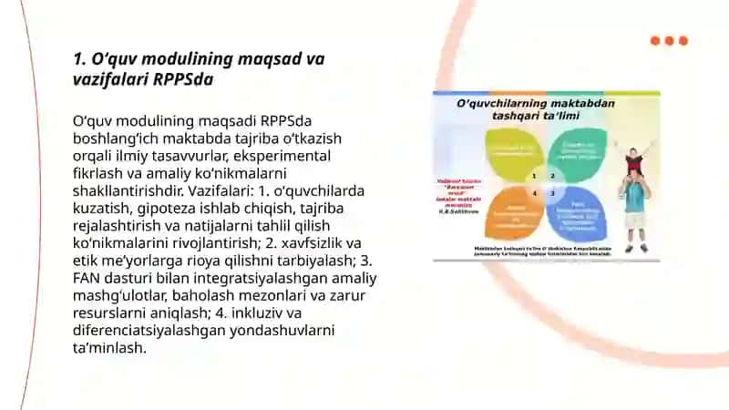 Oʻquv modulini RPPS ga qòshilishi "Boshlangʻich maktabda tajriba" 3
