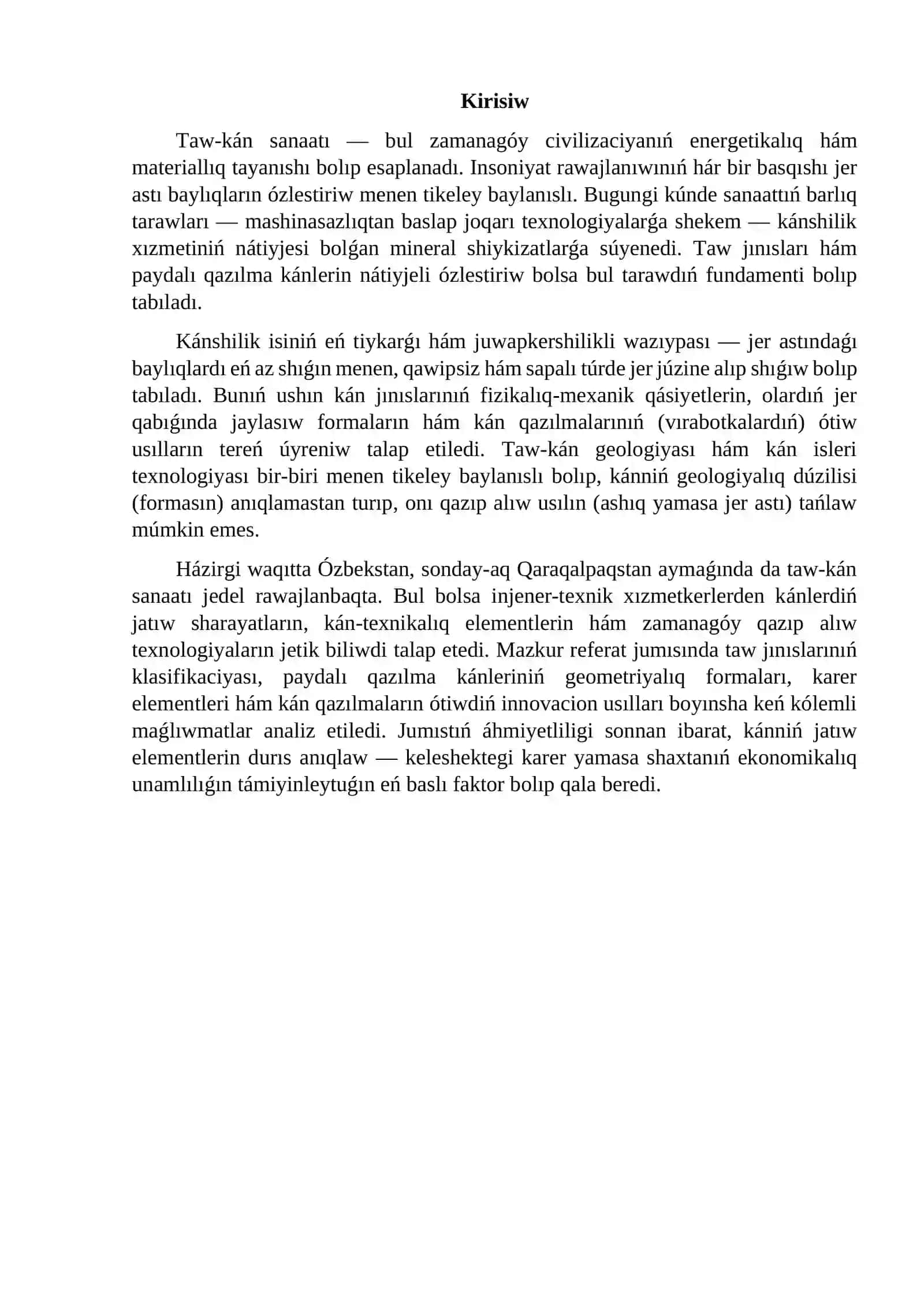 Kán qazılmaları, olardıń kórinisleri, formaları, ótiwi hám usılları 3