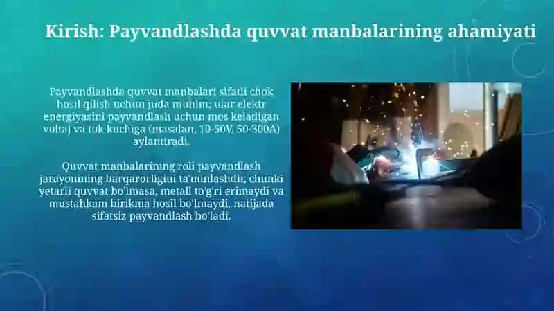Payvandlash taminlash manbalari fanining ahamiyati 3