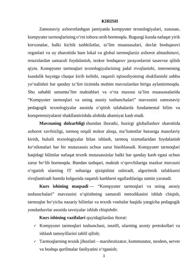 “Kompyuter tarmoqlari va uning asosiy tushunchalari” mavzusini o'qitish metodikasi 3