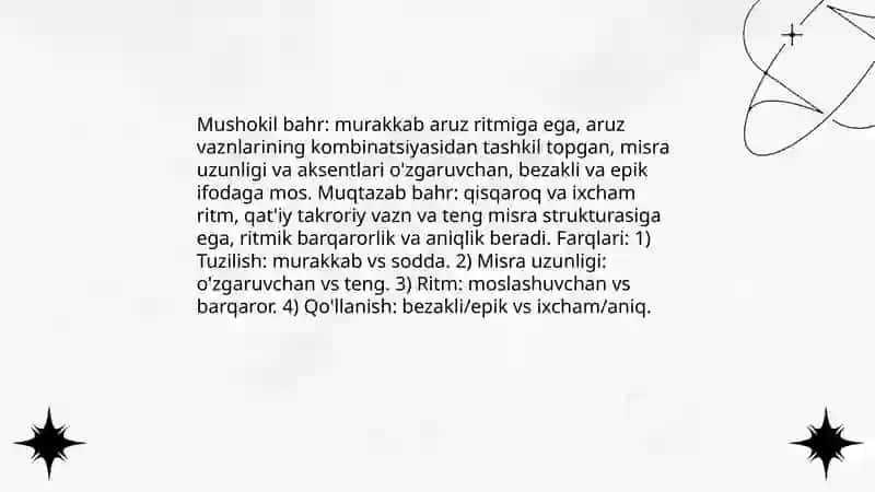 Mushokil va Muqtazab bahrlar 3