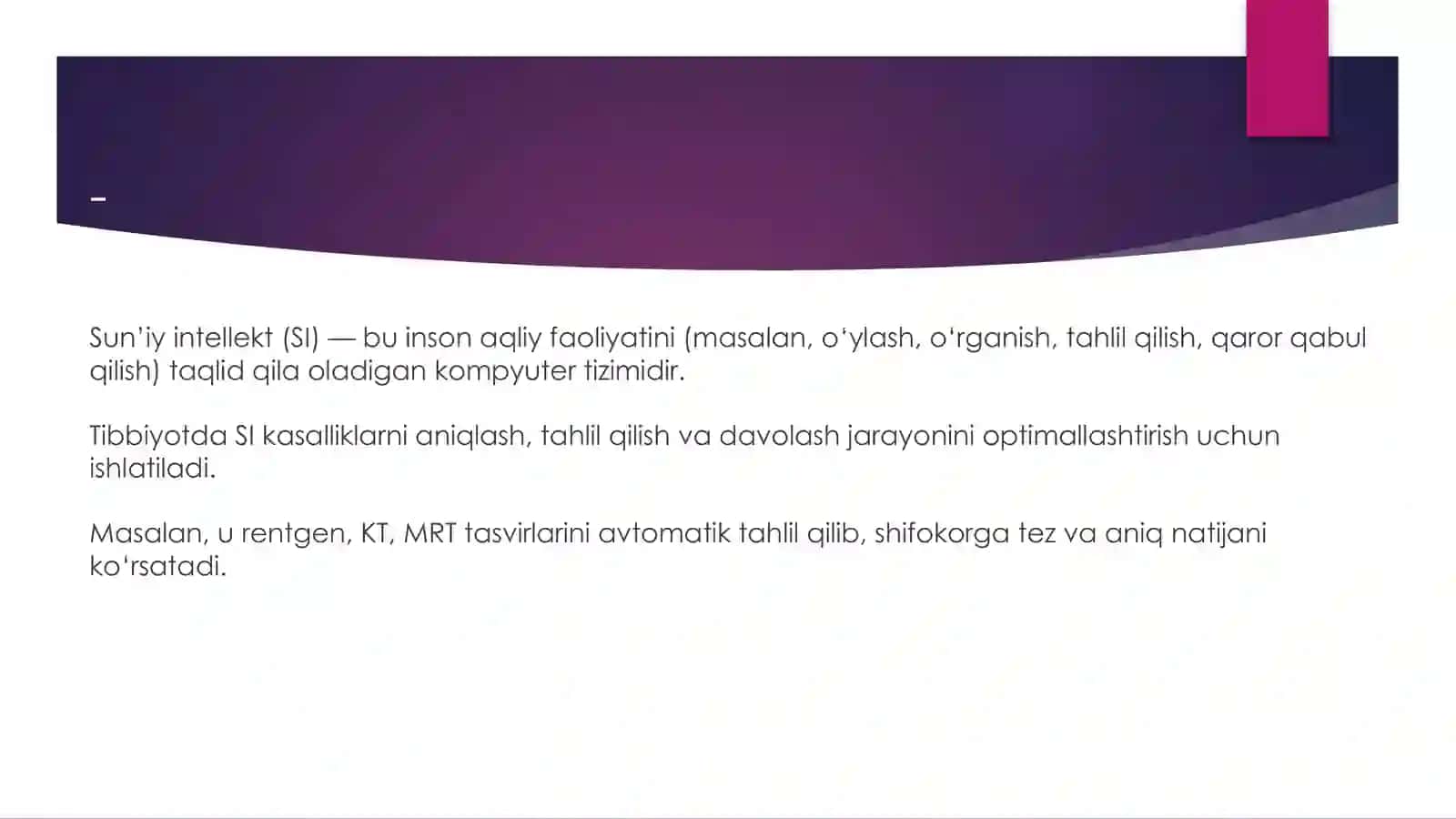 Sun’iy intellekt (SI) va Tibbiyot 3