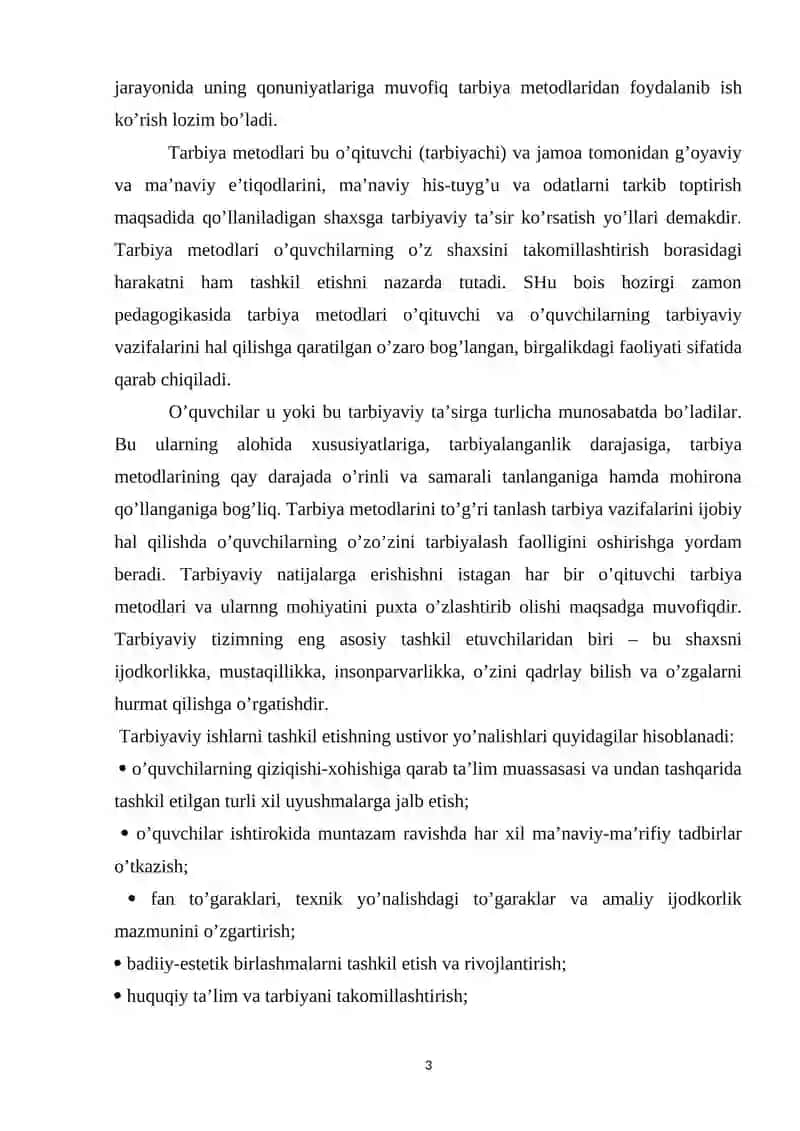 TARBIYAVIY SOAT DARSLARINI TASHKIL ETISH TEXNOLOGIYASI 3