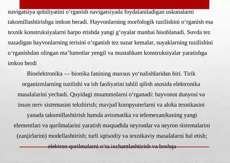 BIONIKA ASOSLARI VA UNI INSON HAYOTIDAGI OʻRNI 3