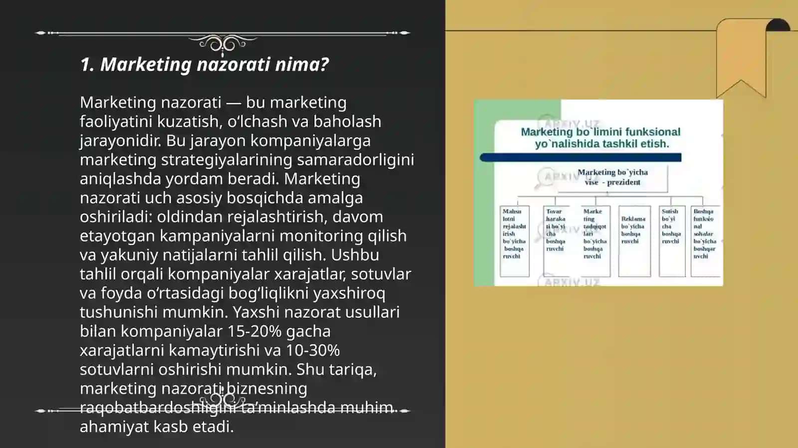 Marketing nazorati va uning turlari 3