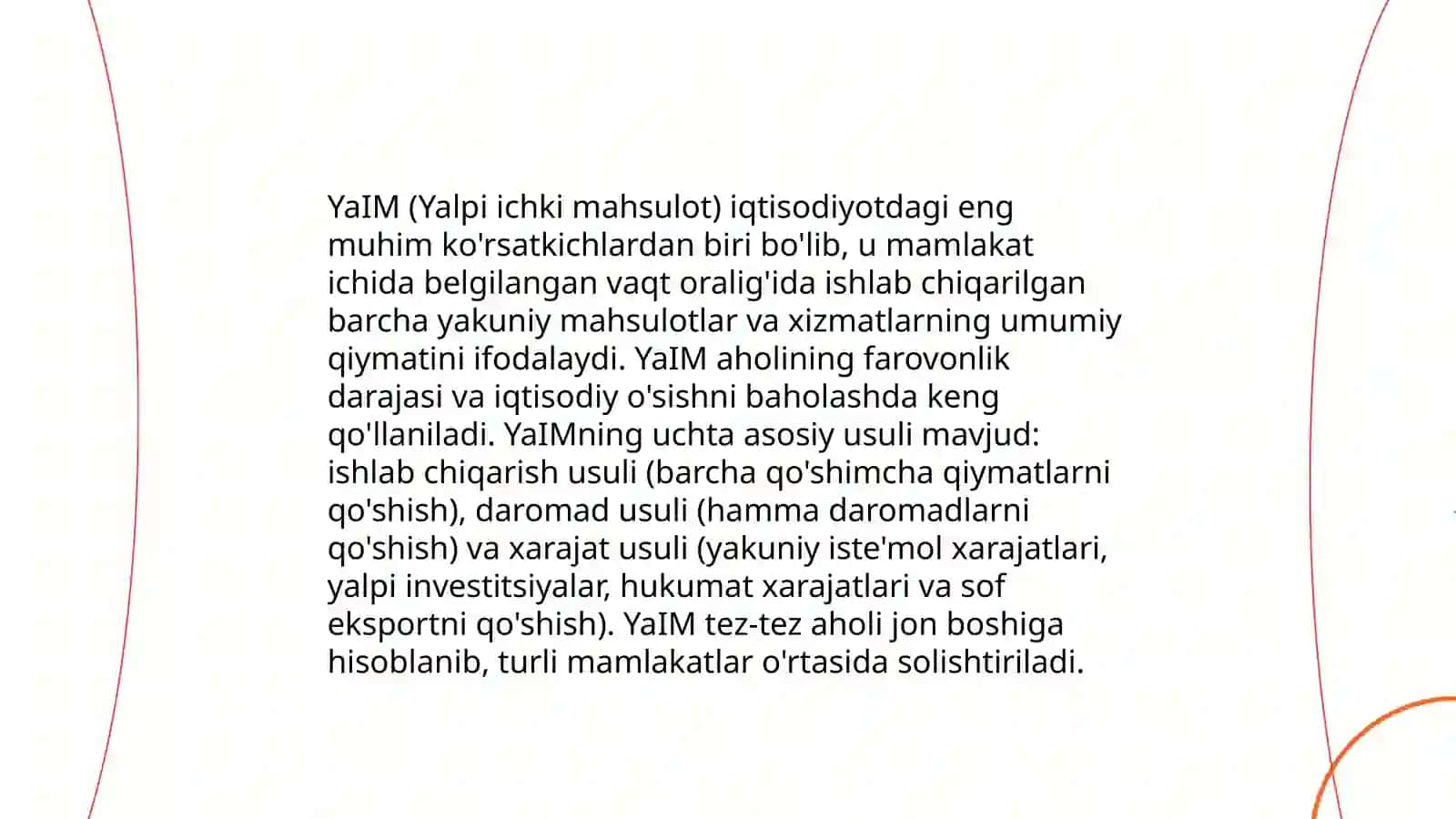 YALPI MILLIY MAHSULOTNING MAZMUNI,TARKIBIY QISMLARI VA XARAKAT SHAKLLARI 3