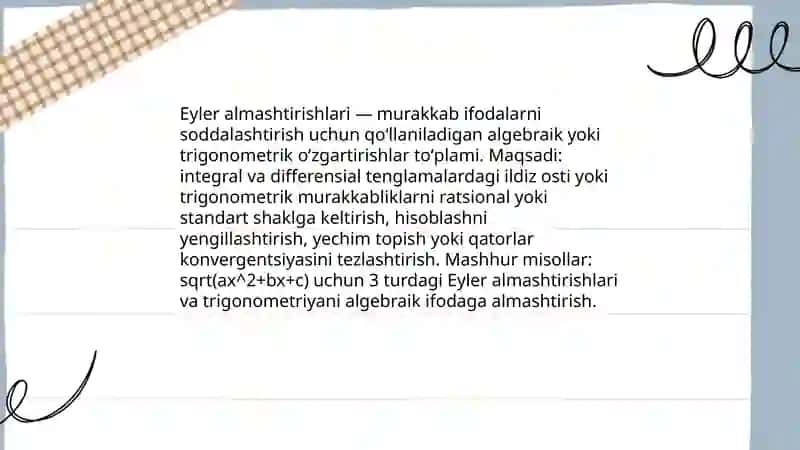 Hisob Eyler almashtirishlari 3