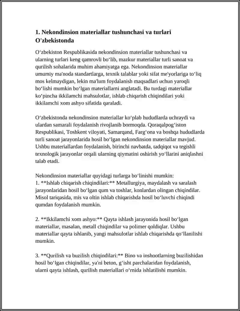 O`ZBEKISTON RESPUBLIKASIDA NEKONDINSION MATERIALLAR TARQALGAN HUDUDLAR VA ULARDAN FOYDALANISH 3