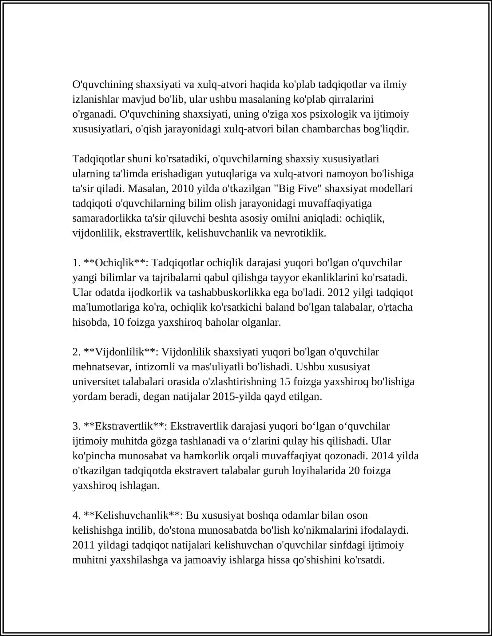 O'QTUVCHI MUOMILA MADANIYATI VA PSIXOLOGIYASI MUSTAQIL ISH 3