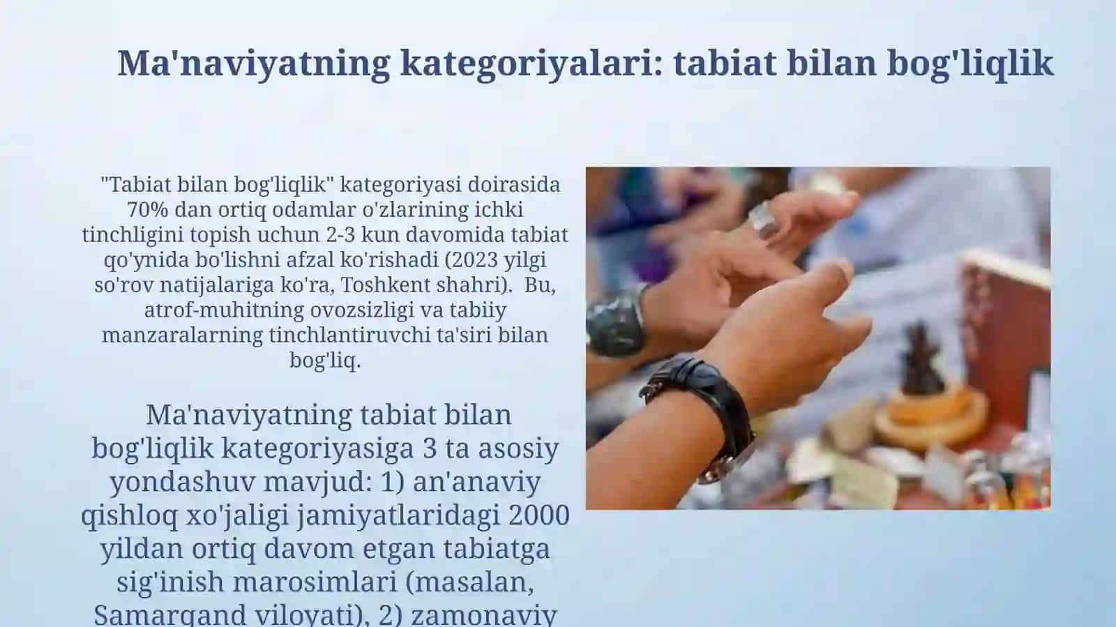 Ma'naviyatning kategoriyalari: tabiat bilan bog'liqlik 3