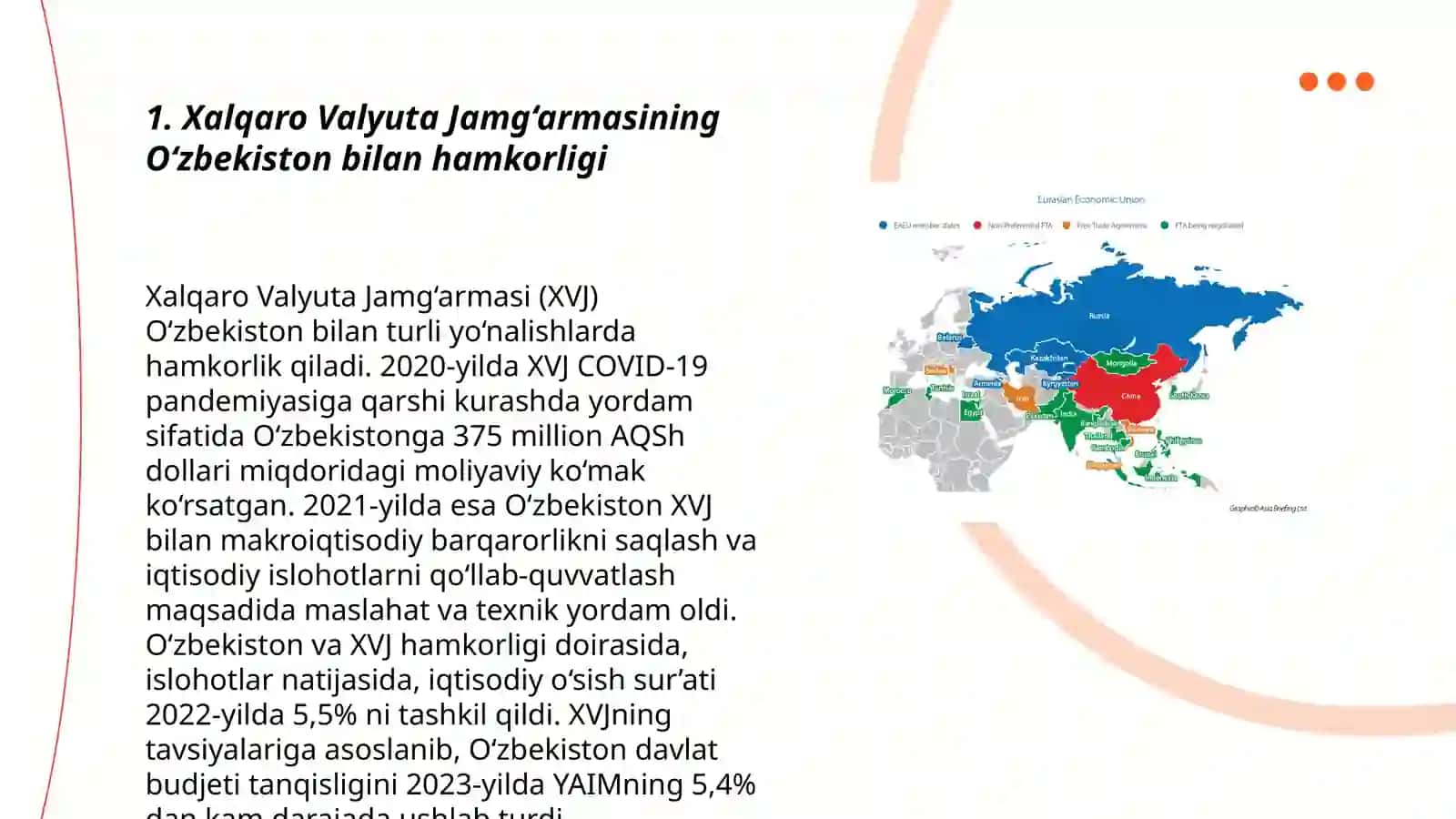 Dunyo miqyosida amal qiluvchi xalqaro iqtisodiy tashkilotlar faoliyati va ularning O'zbekiston bilan iqtisodiy aloqalari 3
