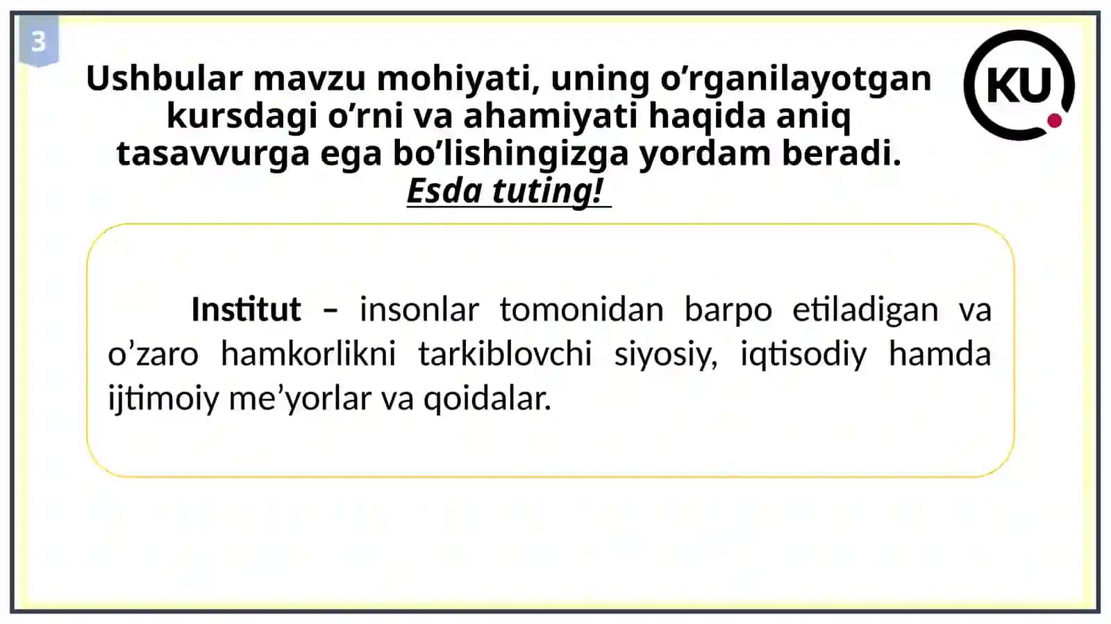 Amaliy mashg’ulot: Institutlar va ularning jamiyat rivojlanishidagi roli 3