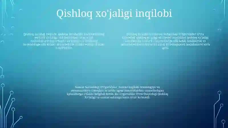 Qishloq Xo‘Jaligi Va Sanoat Sohasidagi O‘Zgarishlar 3
