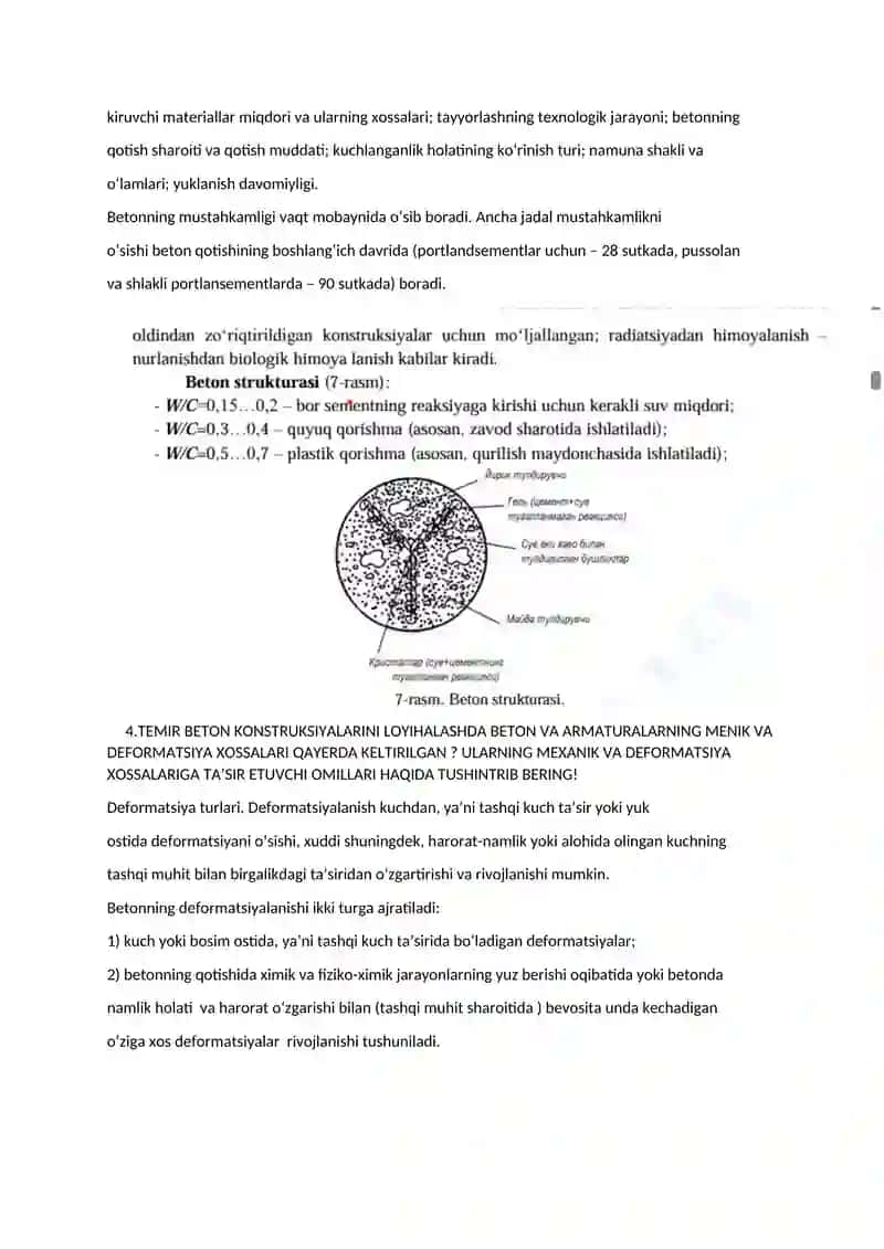 Temirbetonning muhim jihatlari hamda uning afzalliklari va kamchiliklari asosli misollarda tushuntrib bering 3