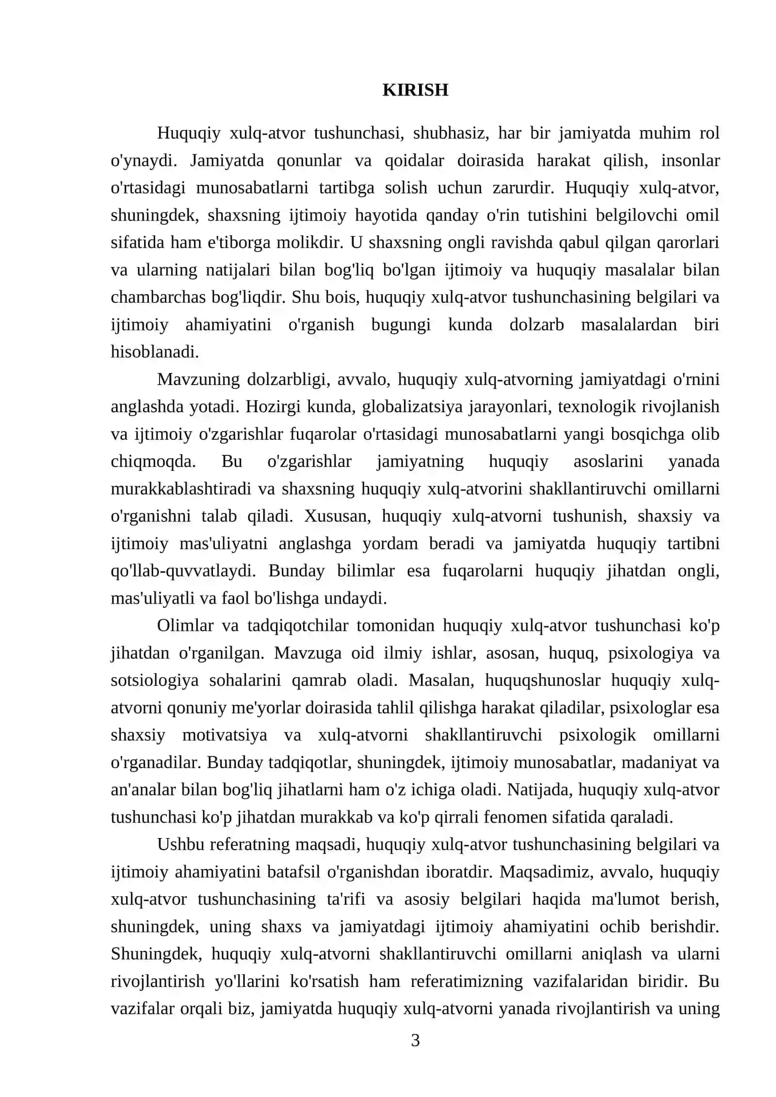 Huquqiy xulq-atvor tushunchasi belgilari va ijtimoiy ahamiyati 3