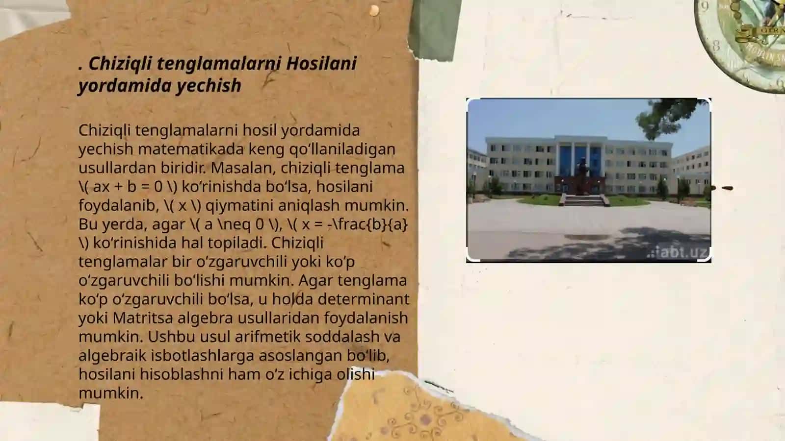 Chiziqli tenglamalarni Hosilani yordamida yechish 3