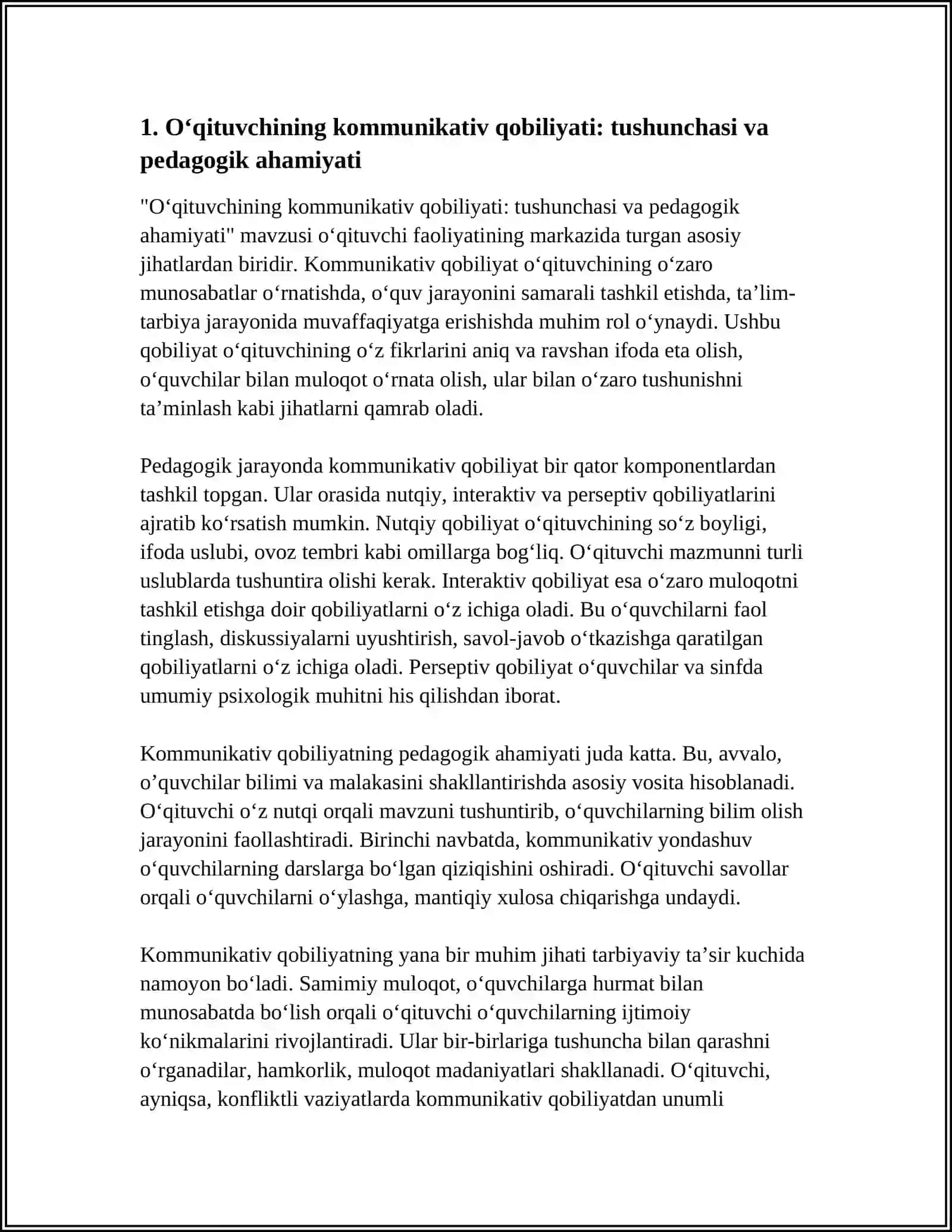Oʻqituvchining kommunikativ qobiliyati: tushunchasi va pedagogik ahamiyati 3