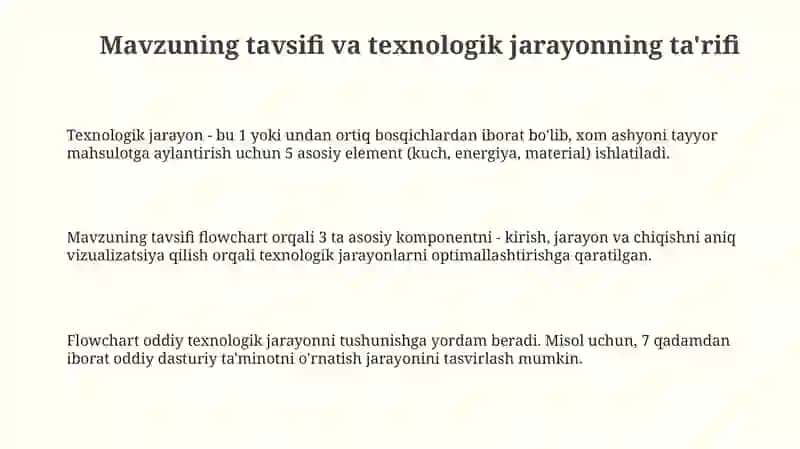 Oddiy texnologik jarayon uchun blok-sxema tuzish 3