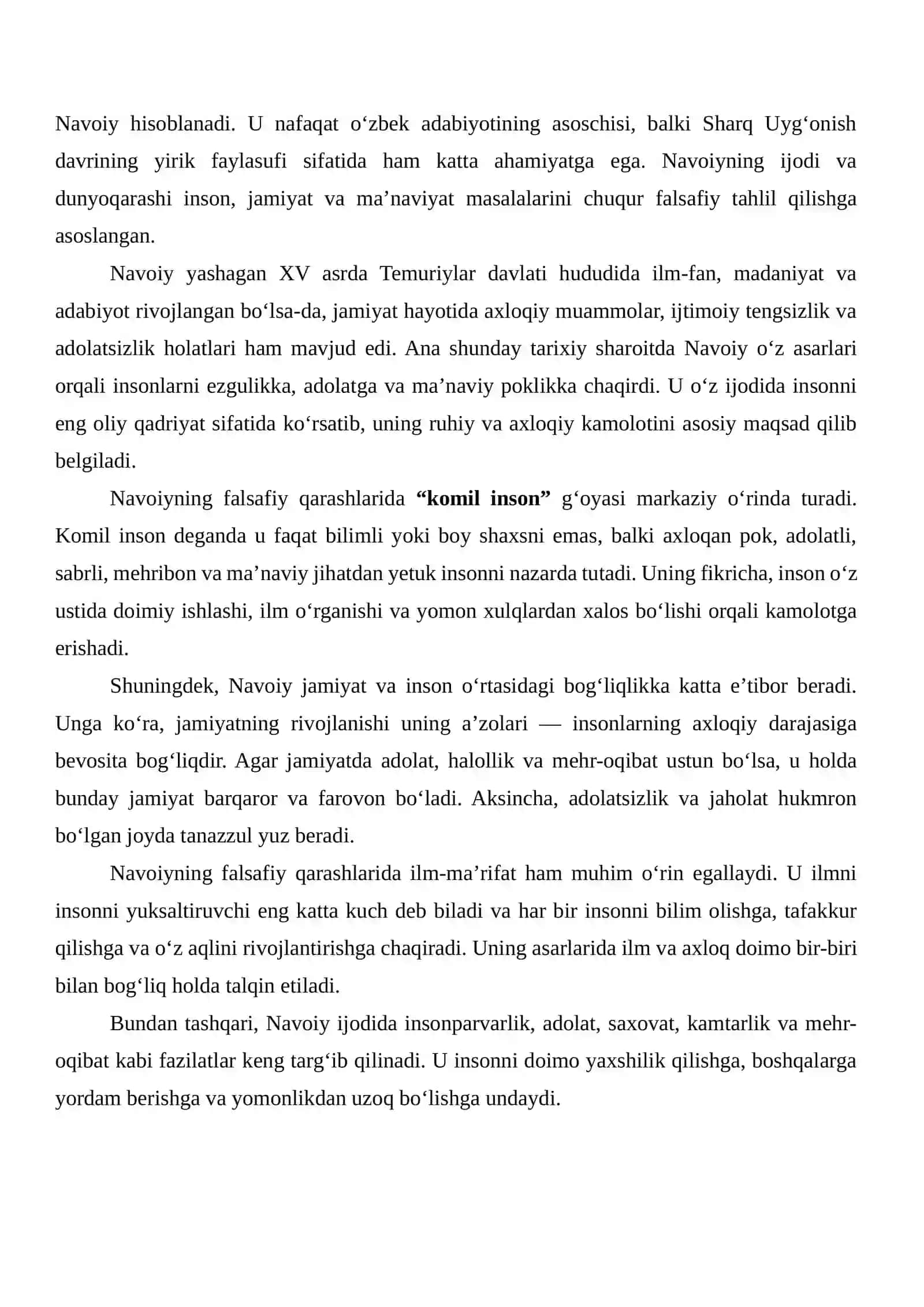 Alisher Navoiyning falsafiy qarashlaridagi o‘ziga xoslik hususiyatlarini esse 3