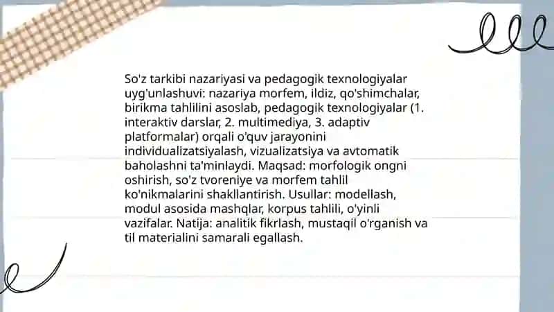 so'z tarkibini pedagogik texnologiyalarni o'rganishda qo'llash 3