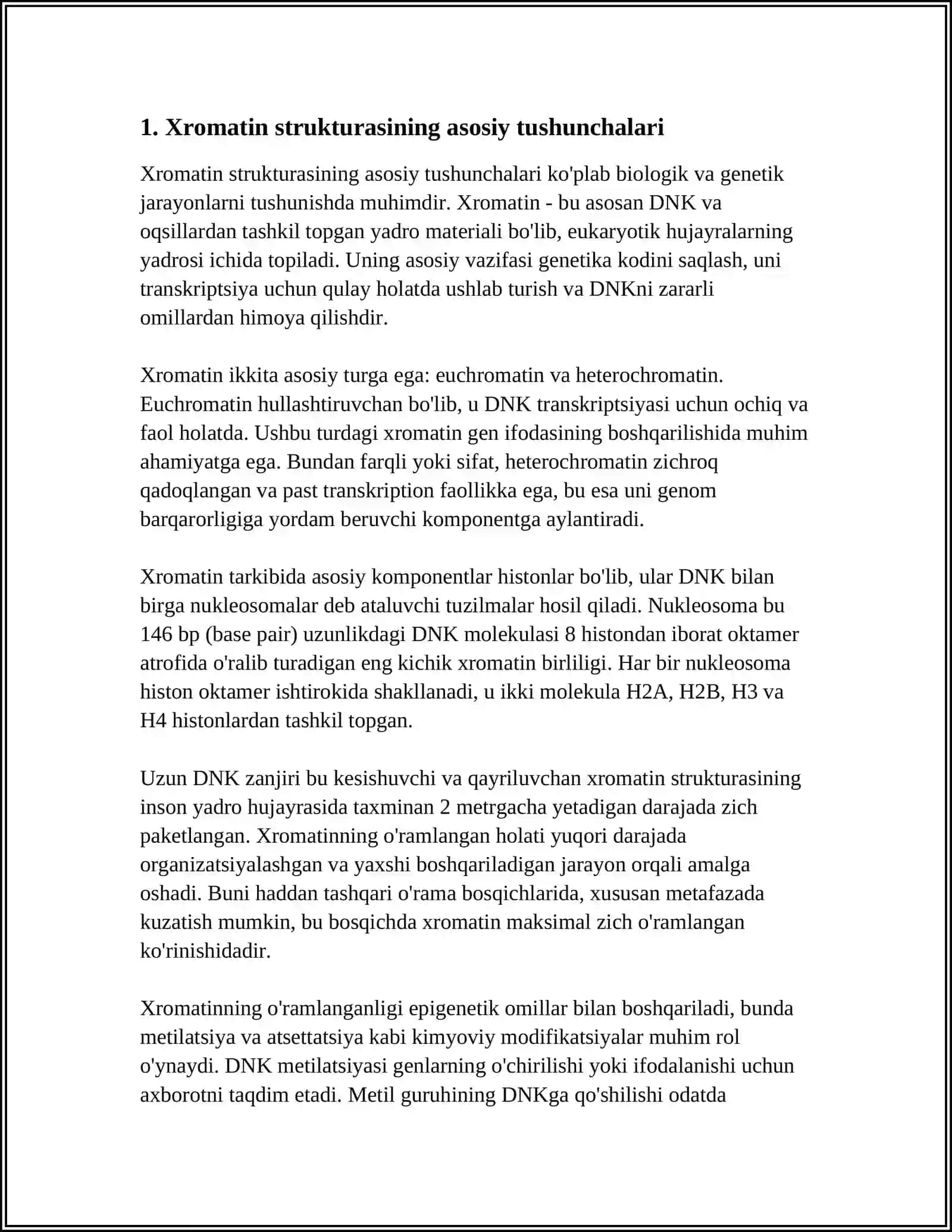 XROMATIN IPINING TUZULISHI VA NUKLEOSOMALAR 3