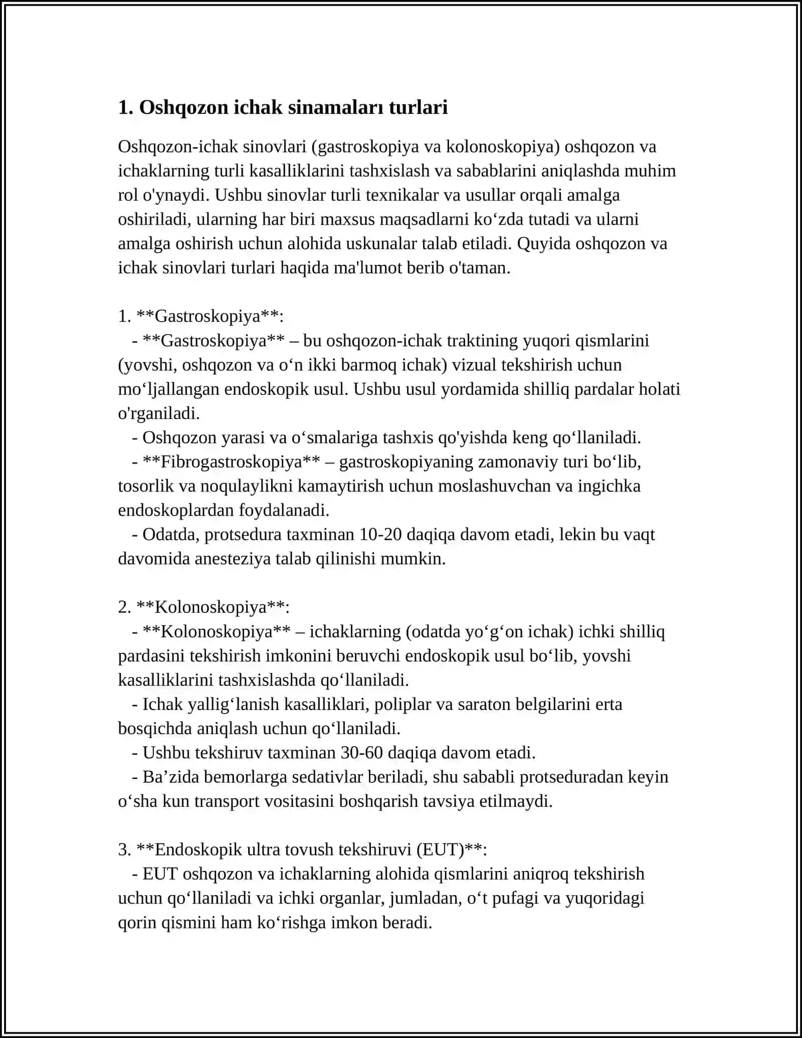 OSHQAZON ICHAK SINAMALARI VA ULARNI KLINIKADA QOʻLLANILISHI 3