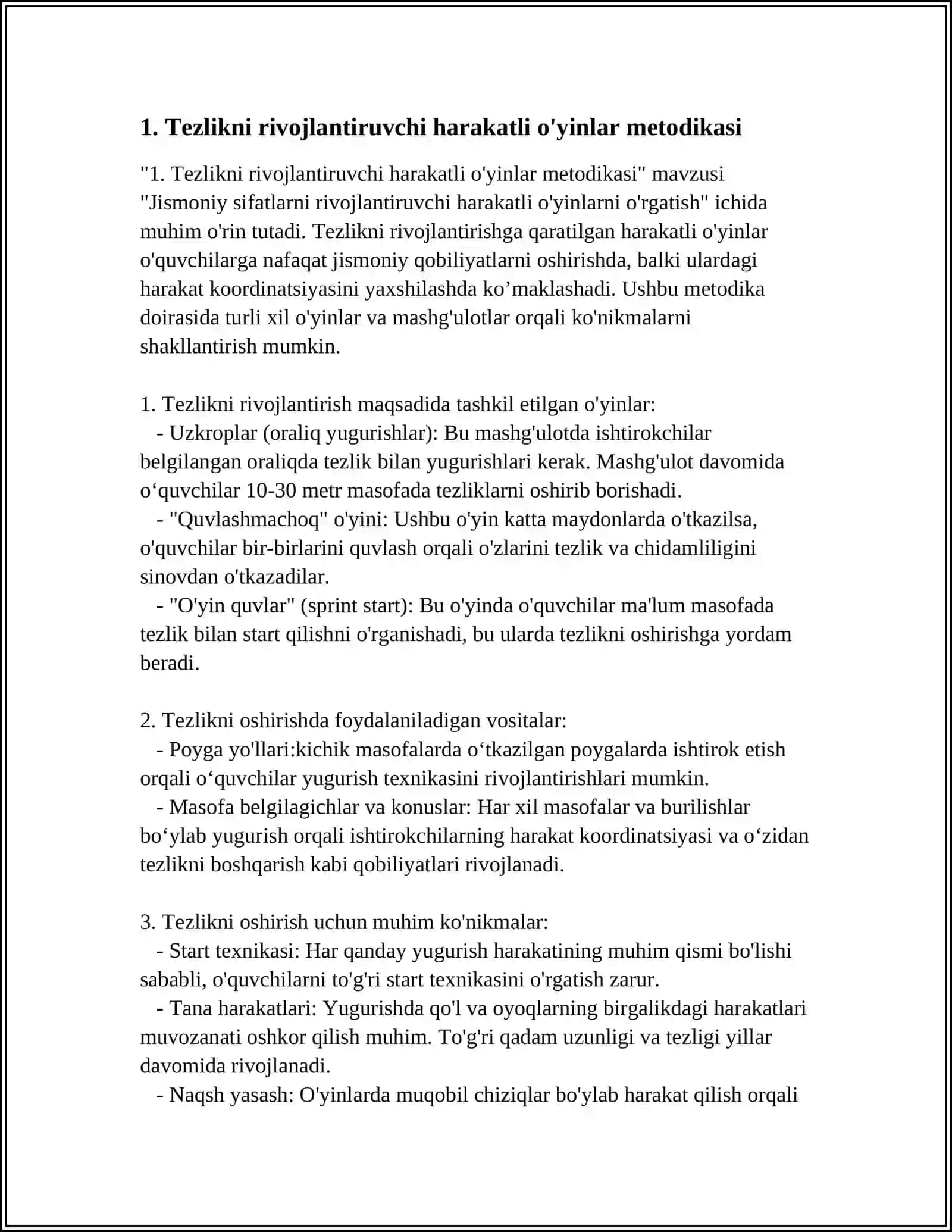 Tezlikni rivojlantiruvchi harakatli o'yinlar metodikasi 3