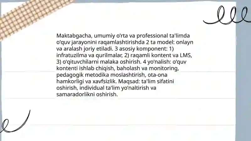 Oʻquv jarayonini raqamlashtirish 3