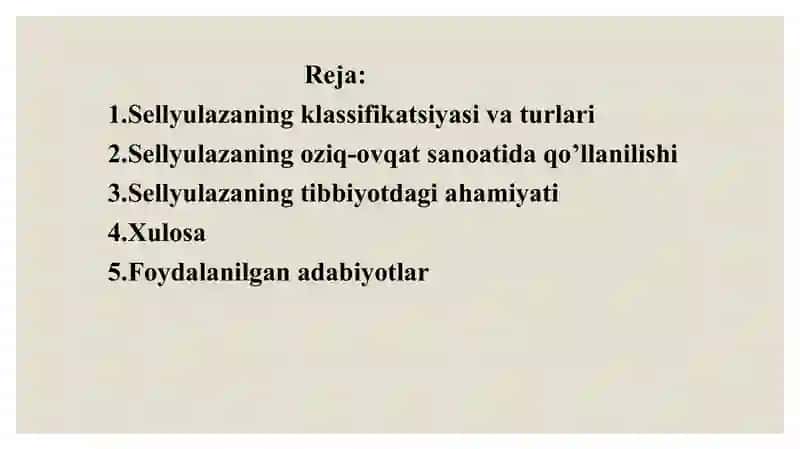 Fermentlarning tibbiyotda va oziq-ovqat sanoatida ahamiyati - Sellyulaza 3