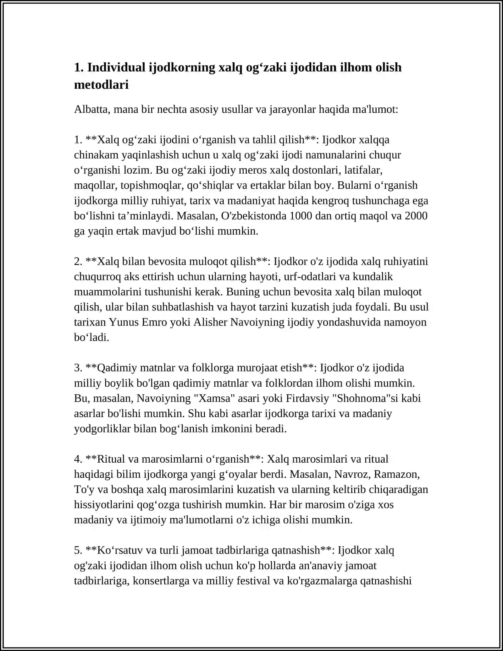 INDIVIDUAL IJODKORNING XALQ OGʻZAKI IJODIDAN FOYDALANISH MAHORATI 3